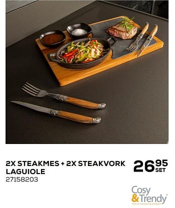 Aanbiedingen 2x steakmes + 2x steakvork laguiole - Cosy &amp; Trendy - Geldig van 01/12/2020 tot 05/01/2021 bij Supra Bazar