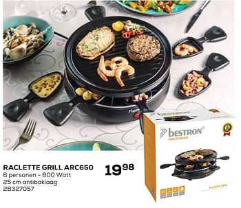 Aanbiedingen Bestron raclette grill arc650 - Bestron - Geldig van 01/12/2020 tot 05/01/2021 bij Supra Bazar