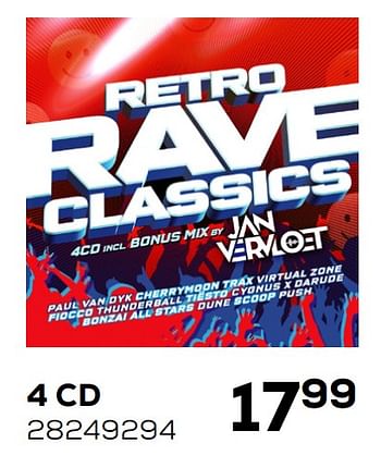 Aanbiedingen Retro rave classics 4 cd - Huismerk - Supra Bazar - Geldig van 01/12/2020 tot 05/01/2021 bij Supra Bazar