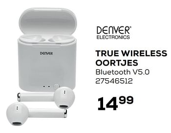 Aanbiedingen True wireless oortjes - Denver Electronics - Geldig van 01/12/2020 tot 05/01/2021 bij Supra Bazar