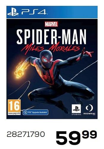 Aanbiedingen Ps4 spider-man miles morales - Insomniac Games - Geldig van 01/12/2020 tot 05/01/2021 bij Supra Bazar