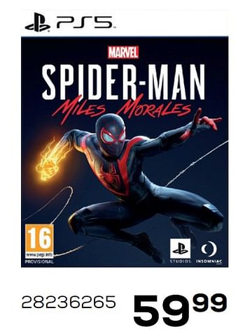 Aanbiedingen Spider-man miles morales - Insomniac Games - Geldig van 01/12/2020 tot 05/01/2021 bij Supra Bazar
