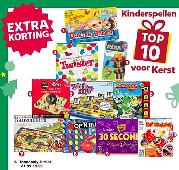 Aanbiedingen Monopoly junior - Hasbro - Geldig van 12/12/2020 tot 27/12/2020 bij Intertoys