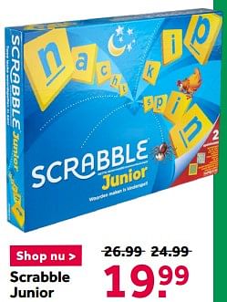 Aanbiedingen Scrabble junior - Mattel - Geldig van 12/12/2020 tot 27/12/2020 bij Intertoys