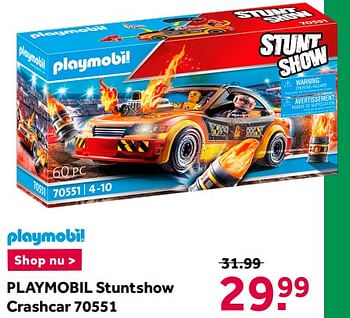 Aanbiedingen Playmobil stuntshow crashcar 70551 - Playmobil - Geldig van 12/12/2020 tot 27/12/2020 bij Intertoys