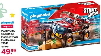 Aanbiedingen Playmobil stuntshow monster truck met hoorns 70549 - Playmobil - Geldig van 12/12/2020 tot 27/12/2020 bij Intertoys