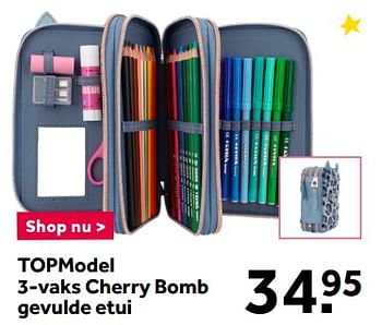 Aanbiedingen Topmodel 3-vaks cherry bomb gevulde etui - Top Model - Geldig van 12/12/2020 tot 27/12/2020 bij Intertoys