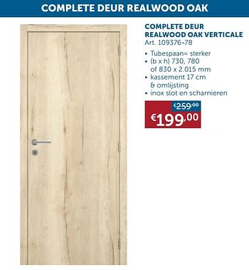 Aanbiedingen Complete deur realwood oak verticale - Geldig van 26/12/2020 tot 25/01/2021 bij Zelfbouwmarkt