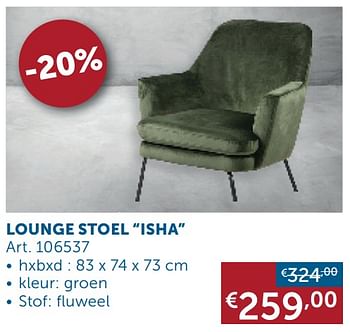 Aanbiedingen Lounge stoel isha - Geldig van 26/12/2020 tot 25/01/2021 bij Zelfbouwmarkt