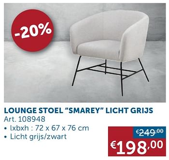 Aanbiedingen Lounge stoel smarey licht grijs - Geldig van 26/12/2020 tot 25/01/2021 bij Zelfbouwmarkt