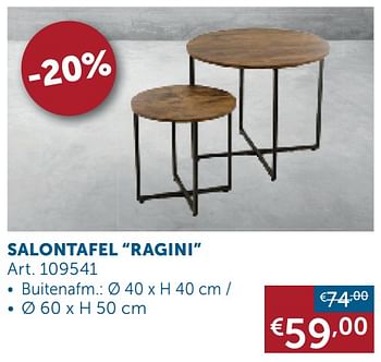 Aanbiedingen Salontafel ragini - Geldig van 26/12/2020 tot 25/01/2021 bij Zelfbouwmarkt