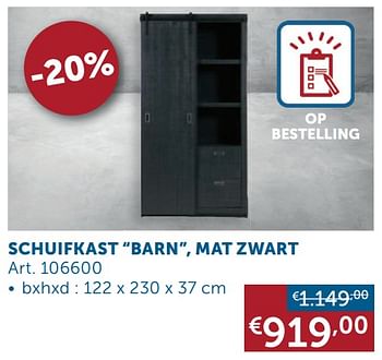 Aanbiedingen Schuifkast barn, mat zwart - Geldig van 26/12/2020 tot 25/01/2021 bij Zelfbouwmarkt