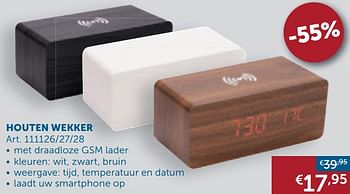 Aanbiedingen Gadgy houten wekker - Gadgy - Geldig van 26/12/2020 tot 25/01/2021 bij Zelfbouwmarkt