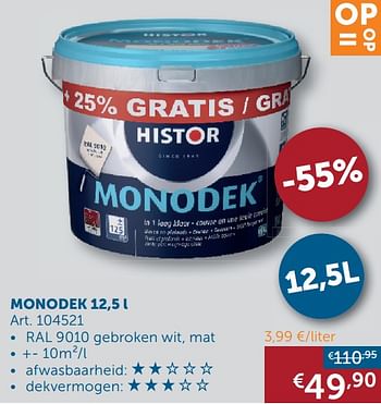 Aanbiedingen Monodek - Histor - Geldig van 26/12/2020 tot 25/01/2021 bij Zelfbouwmarkt