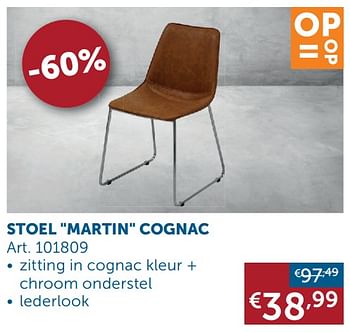 Aanbiedingen Stoel martin cognac - Geldig van 26/12/2020 tot 25/01/2021 bij Zelfbouwmarkt