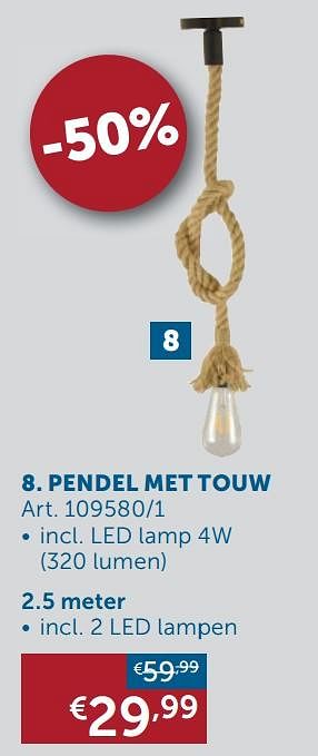 Aanbiedingen Pendel met touw 2.5 meter - Geldig van 26/12/2020 tot 25/01/2021 bij Zelfbouwmarkt