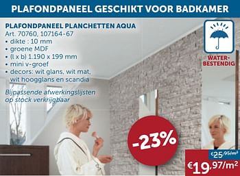 Aanbiedingen Plafondpaneel planchetten aqua - Geldig van 26/12/2020 tot 25/01/2021 bij Zelfbouwmarkt