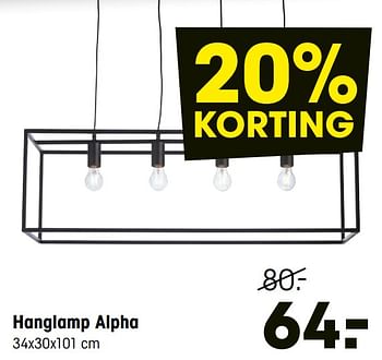 Aanbiedingen Hanglamp alpha - Huismerk - Kwantum - Geldig van 04/01/2021 tot 17/01/2021 bij Kwantum