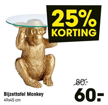 Aanbiedingen Bijzettafel monkey - Huismerk - Kwantum - Geldig van 18/01/2021 tot 31/01/2021 bij Kwantum