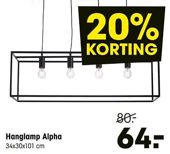Aanbiedingen Hanglamp alpha - Huismerk - Kwantum - Geldig van 18/01/2021 tot 31/01/2021 bij Kwantum