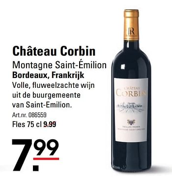Aanbiedingen Château corbin montagne saint-émilion bordeaux, frankrijk - Rode wijnen - Geldig van 04/01/2021 tot 25/01/2021 bij Sligro