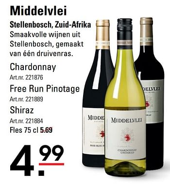 Aanbiedingen Middelvlei stellenbosch, zuid-afrika - Rode wijnen - Geldig van 04/01/2021 tot 25/01/2021 bij Sligro