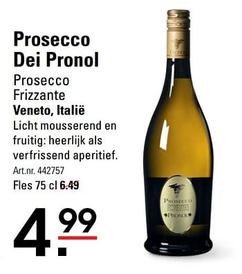 Aanbiedingen Prosecco dei pronol prosecco frizzante veneto, italië - Schuimwijnen - Geldig van 04/01/2021 tot 25/01/2021 bij Sligro