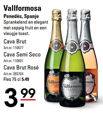 Aanbiedingen Vallformosa penedès, spanje - Schuimwijnen - Geldig van 04/01/2021 tot 25/01/2021 bij Sligro