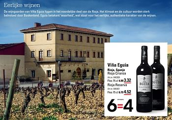 Aanbiedingen Viña eguía rioja, spanje rioja crianza - Rode wijnen - Geldig van 04/01/2021 tot 25/01/2021 bij Sligro