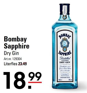 Aanbiedingen Bombay sapphire dry gin - Bombay Sapphire - Geldig van 04/01/2021 tot 25/01/2021 bij Sligro