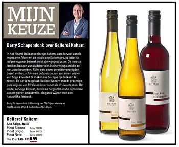 Aanbiedingen Kellerei kaltern alto adige, italië - Rode wijnen - Geldig van 04/01/2021 tot 25/01/2021 bij Sligro