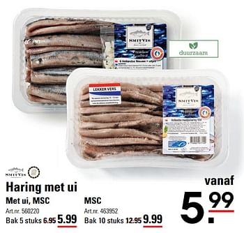 Aanbiedingen Haring met ui - Smit Vis - Geldig van 04/01/2021 tot 25/01/2021 bij Sligro