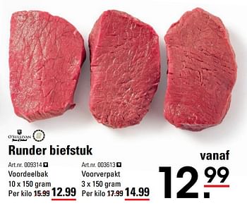 Aanbiedingen Runder biefstuk - O'Sullivan - Geldig van 04/01/2021 tot 25/01/2021 bij Sligro