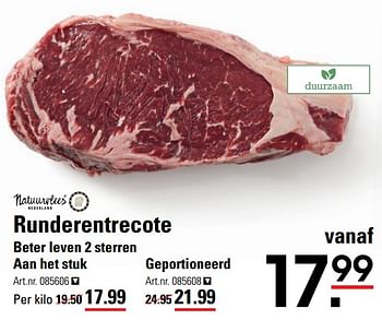Aanbiedingen Runderentrecote beter leven 2 sterren - Natuurvlees Nederland - Geldig van 04/01/2021 tot 25/01/2021 bij Sligro