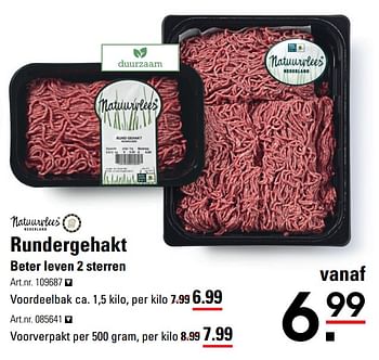 Aanbiedingen Rundergehakt beter leven 2 sterren - Natuurvlees Nederland - Geldig van 04/01/2021 tot 25/01/2021 bij Sligro