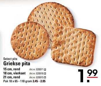 Aanbiedingen Select pita griekse pita - Select Pita - Geldig van 04/01/2021 tot 25/01/2021 bij Sligro