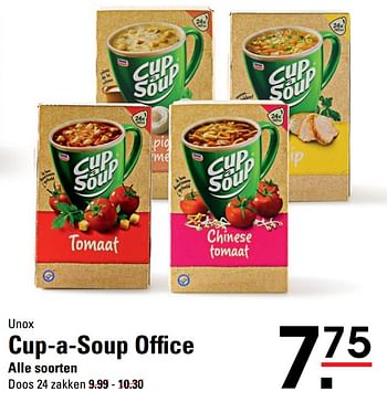 Aanbiedingen Unox cup-a-soup office alle soorten - Unox - Geldig van 04/01/2021 tot 25/01/2021 bij Sligro