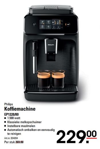 Aanbiedingen Philips koffiemachine ep1220-00 - Philips - Geldig van 04/01/2021 tot 25/01/2021 bij Sligro