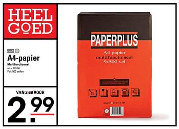 Aanbiedingen A4-papier multifunctioneel - PaperPlus - Geldig van 04/01/2021 tot 25/01/2021 bij Sligro
