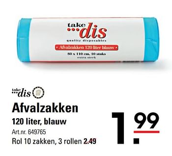 Aanbiedingen Afvalzakken - Takedis - Geldig van 04/01/2021 tot 25/01/2021 bij Sligro