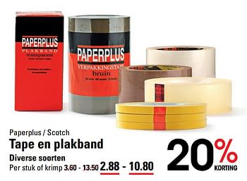 Aanbiedingen Paperplus - scotch tape en plakband - Huismerk - Sligro - Geldig van 04/01/2021 tot 25/01/2021 bij Sligro