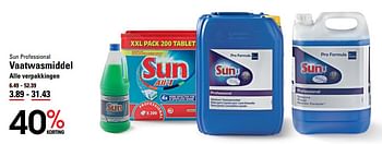 Aanbiedingen Sun professional vaatwasmiddel alle verpakkingen - Sun - Geldig van 04/01/2021 tot 25/01/2021 bij Sligro