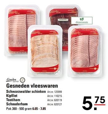 Aanbiedingen Gesneden vleeswaren schwarzwalder schinken - Gouden Banier - Geldig van 04/01/2021 tot 25/01/2021 bij Sligro