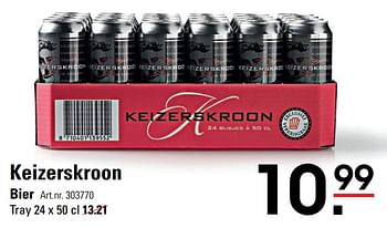 Aanbiedingen Keizerskroon bier - Keizerskroon - Geldig van 04/01/2021 tot 25/01/2021 bij Sligro