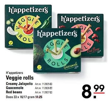 Aanbiedingen Veggie rolls creamy jalapeño - H'Appetizers - Geldig van 04/01/2021 tot 25/01/2021 bij Sligro