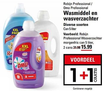 Aanbiedingen Robijn professional wasverzachter morgenfris - Robijn - Geldig van 04/01/2021 tot 25/01/2021 bij Sligro