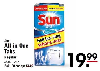 Aanbiedingen Sun all-in-one tabs regular - Sun - Geldig van 04/01/2021 tot 25/01/2021 bij Sligro