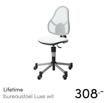Aanbiedingen Lifetime bureaustoel luxe wit - Lifetime - Geldig van 17/01/2021 tot 06/02/2021 bij Baby & Tiener Megastore