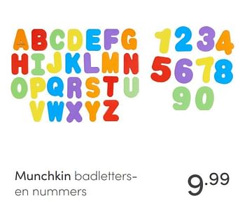 Aanbiedingen Munchkin badletters-en nummers - Munchkin - Geldig van 17/01/2021 tot 23/01/2021 bij Baby & Tiener Megastore