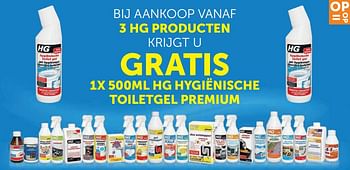 Aanbiedingen Bij aankoop vanaf 3 hg producten krijgt u gratis 1x 500ml hg hygiënische toiletgel premium - HG - Geldig van 26/01/2021 tot 01/03/2021 bij Zelfbouwmarkt